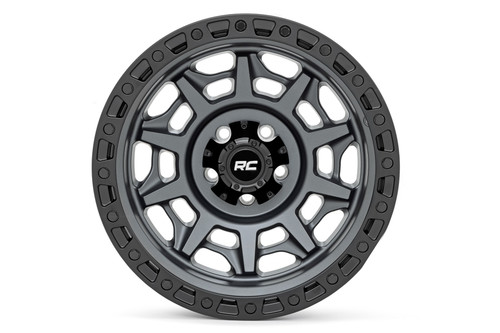 17X9 5X4.5 -12mm Simulated Beadlock Gray Blk85 Series - Rough Country