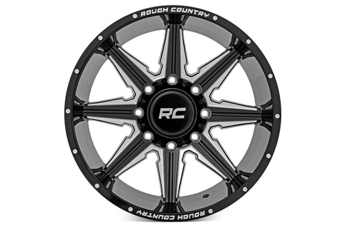 20X12 8X180 -44mm One-Piece Gloss Blk91M Series - Rough Country