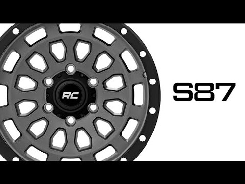 17X8.5 6X5.5 +0mm Simulated Beadlock Gray Blk87 Series - Rough Country