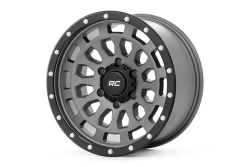 17X8.5 6X5.5 +0mm Simulated Beadlock Gray Blk87 Series - Rough Country