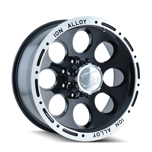 16X8 8X170 4.3BS Type 174 Black/Machined Lip - Ion Wheels