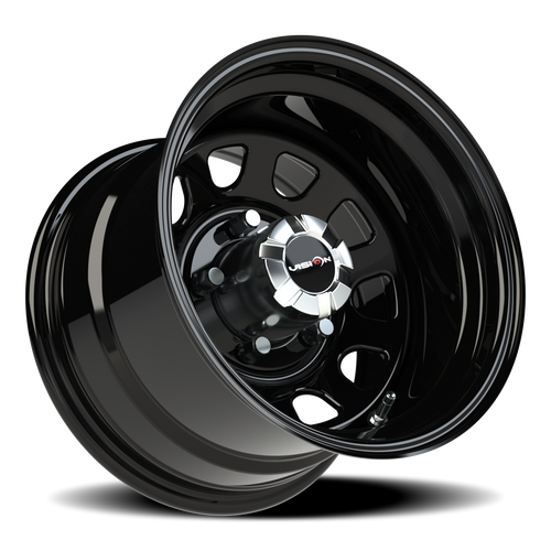 15x10 5x5.5 4BS 84H D-Window Steel Gloss Black - Vision Wheel