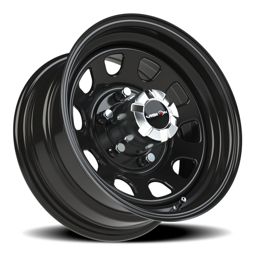 15x7 6x5.5 3.75BS 84H D-Window Steel Gloss Black - Vision Wheel