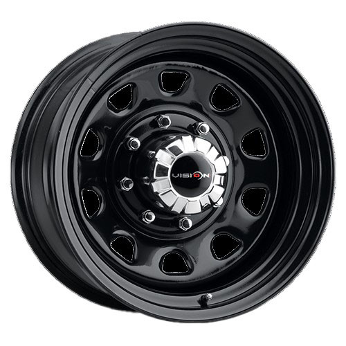 17X9 8X6.5 (8X165.1) 4.5BS  "D" Window Blk Steel - Vision Wheel
