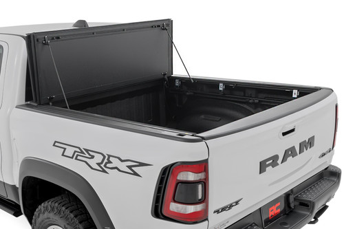 19-24 Ram 1500, 21-24 1500 TRX 5ft7in Bed Hard Tri-Fold Flip Up Bed Cover - Rough Country 