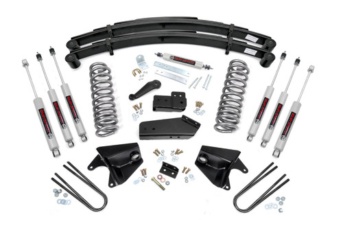 80-96 Ford F150 Rear Springs Quad Front Shocks 4in Lift Kit 