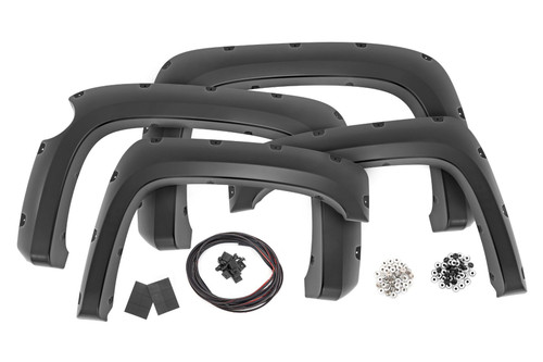 07-13 Chevy 1500 Gas Door 5ft9in Bed GAN Silver Ice Metallic Pocket Fender Flares - Rough Country 