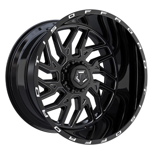 22X8.25 8x200 3.17BS 544BM GLOSS BLACK W/ MILLED ACC TIS