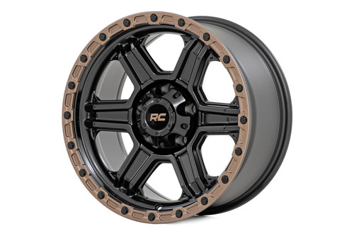 Rough Country 79 Series Wheel | One-Piece | Semi Gloss Black w/Bronze Ring | 18x9 | 8x6.5 | -12mm - 79181210