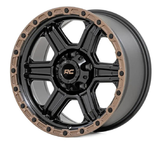 18x9 5x5.0 5BS Rough Country 79 Series Semi Gloss Bl Bz Ring