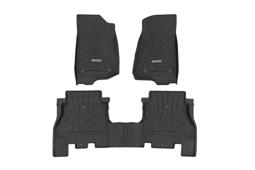 18-24 Jeep Wranlger Unlimited 4 Door Front & Rear Flex-Fit Floor Mats - Rough Country 