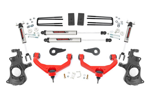 11-19 Chevy/GMC 2500HD/3500HD w/Overloads V2 3.5in Knuckle Lift Kit - Rough Country (RED)