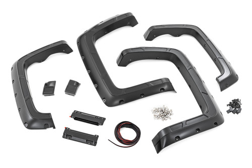 14-18 Chevy 1500 6ft7in & 8ft Bed G9K Satin Steel Defender Fender Flares - Rough Country 