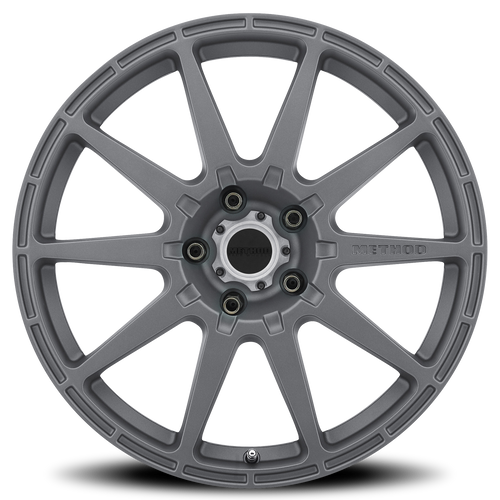Aluminum Wheels 17x8 Rally MR501 Bolt Pattern 5 On 114.3 Offset 42 Lip Size 0 Titanium GY 1 Piece Center Cap Method