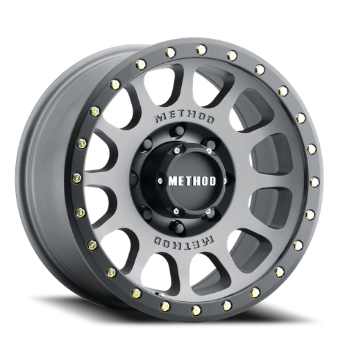 Aluminum Wheels 18x9 NV MR305 Bolt Pattern 8 On 165.1 Offset 18 Lip Size 1.38 Titanium TT Matte Black Lip Method
