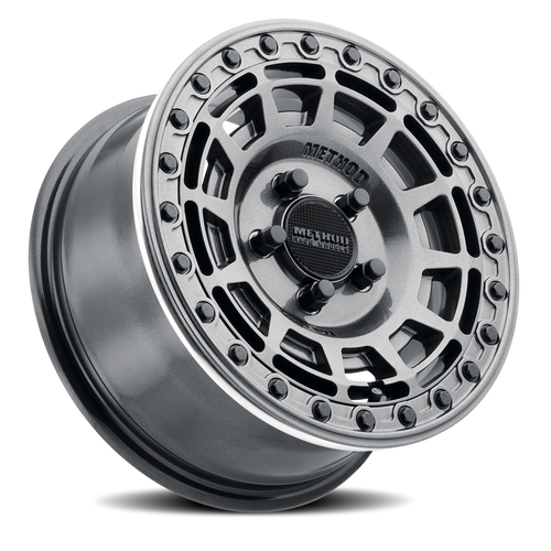 Aluminum Wheels 15x7 MR415 Beadlock UTV Bolt Pattern 5 On 114.3 Offset 38 Lip Size 0 Graphite GY Gloss Graphite Ring Method