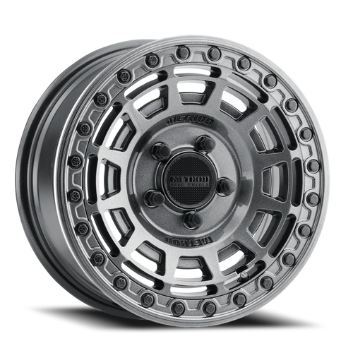 Aluminum Wheels 15x10 MR415 Beadlock UTV Bolt Pattern 5 On 114.3 Offset 25 Lip Size 2.09 Graphite GY Gloss Graphite Ring Method