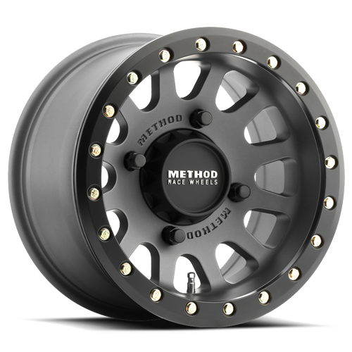 Aluminum Wheels 15x6 MR401 Beadlock UTV Bolt Pattern 5 On 114.3 Offset 49 Lip Size 0 Titanium GY Matte Black Ring Method