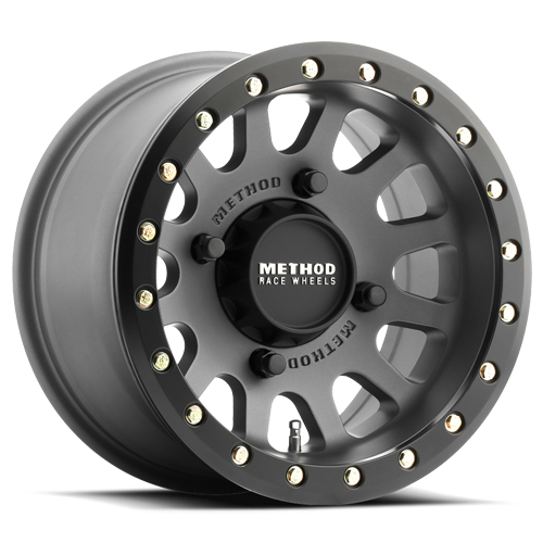 Aluminum Wheels 14x7 MR401 Beadlock UTV Bolt Pattern 4 On 156 Offset 38 Lip Size 0.94 Titanium GY Matte Black Ring Method