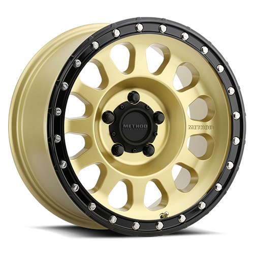 Aluminum Wheels 18x9 MR315 Bolt Pattern 5 On 150 Offset 18 Lip Size 1.65 Gold GD Black Street Loc Method