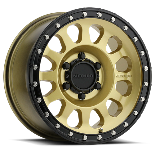 Aluminum Wheels 20x10 MR315 Bolt Pattern 6 On 135 Offset -18 Lip Size 3.27 Gold GD Black Street Loc Method