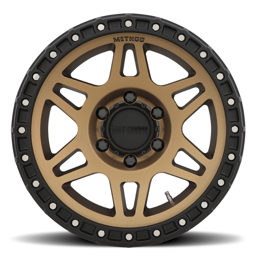 Aluminum Wheels 17x9 MR312 Bolt Pattern 6 On 139.7 Offset -12 Lip Size 0.91 Method Bronze BRZ Matte Black Lip Method