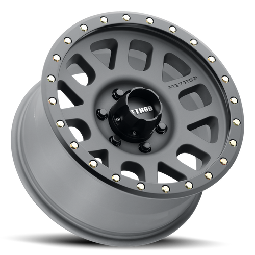 Aluminum Wheels 18x9 Grid MR309 Bolt Pattern 6 On 139.7 Offset 0 Lip Size 1.69 Titanium GY Black Street Loc Method
