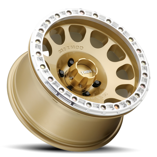 Aluminum Wheels 17x9 Beadlock MR105 Bolt Pattern 6 On 139.7 Offset -38 Lip Size 1.77 Gold GD Method