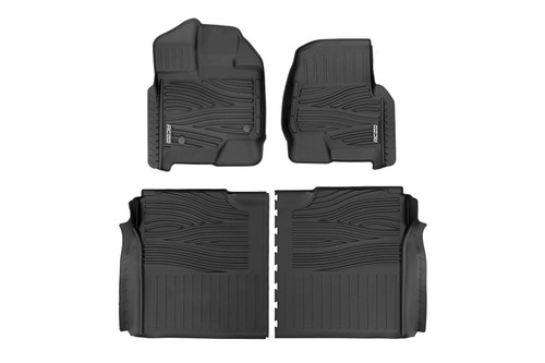 22-24 Ford F150 Lightning 17-24 Raptor FR & RR Flex-Fit Floor Mats - Rough Country 