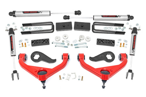 20-25 Chevy/GMC 2500,3500HD w/Overloads Red V2 UCAs 3in Lift Kit - Rough Country 