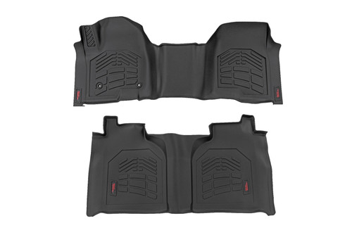 19-25 Chevy/GMC 1500,2500,3500HD Crew FR Over Hump FR & RR Sure-Fit Floor Mats - Rough Country 