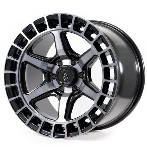 17x9 6x135 -12mm Offset Torque Gloss Black Machined - Arena Wheel