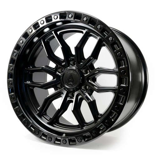 20x10 6x5.5 -18mm Offset Hustle Satin Black / Gloss Black Lip - Arena Wheel