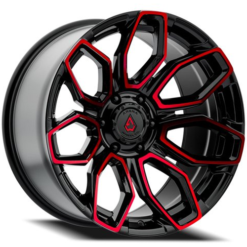 20x9 6x5.5 5.76BS COBRA GLOSS BLK MACHINE  RED TINT