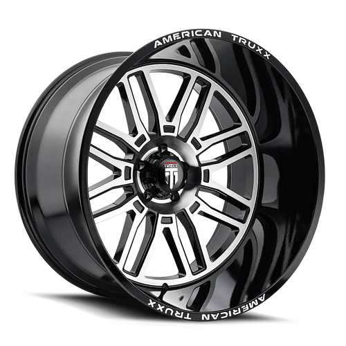 Restless AT1915 Black Machined 22X12 6-135 -44MM 87.1MM Off Road Wheels American Truxx