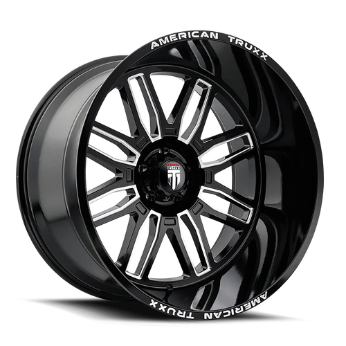 Restless AT1915 Black Milled 20X10 8-165.1 -25MM 125.2MM Off Road Wheels American Truxx