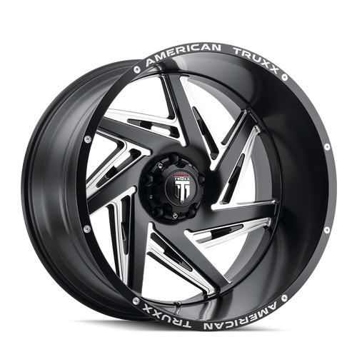 Spiral AT1906 Satin Black Milled 24X14 8-165.1 -76MM 125.2MM Off Road Wheels American Truxx