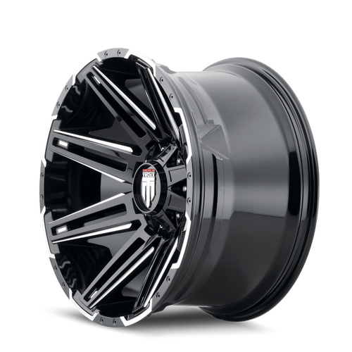 Boom AT1903 Gloss Black Milled 20X9 8-165.1 -12MM 125.2MM Off Road Wheels American Truxx