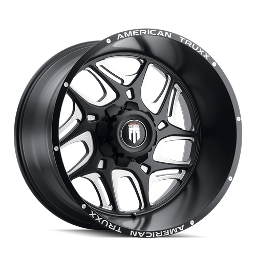 Sweep AT1900 Satin Black Milled 22X12 6-135 -44MM 106.1MM Off Road Wheels American Truxx