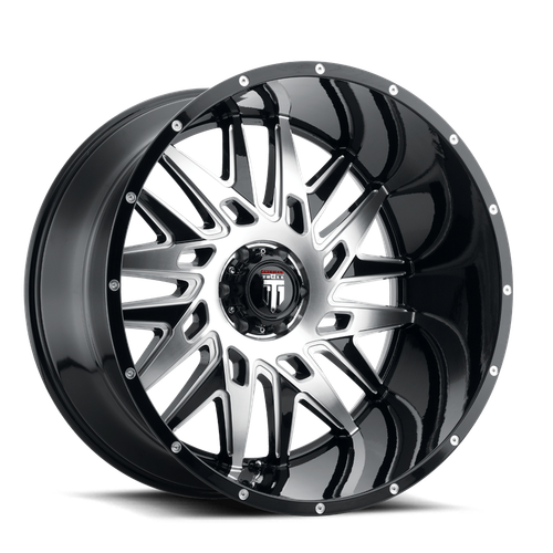 DNA AT184 Gloss Black Machined 22X12 5-127 -44MM 78.1MM Off Road Wheels American Truxx