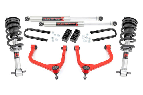 25 Chevy 1500 M1 Struts/M1 Red R3.5in Lift Kit - Rough Country 