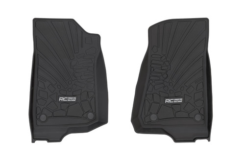 18-25 Jeep JL 4WD FR 2 Door Flex-Fit Floor Mats - Rough Country 