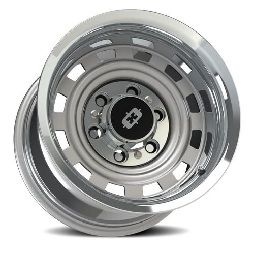 22x9 6x5.5 6BS 54 Cheyenne Silver Machined Lip - Vision Wheel