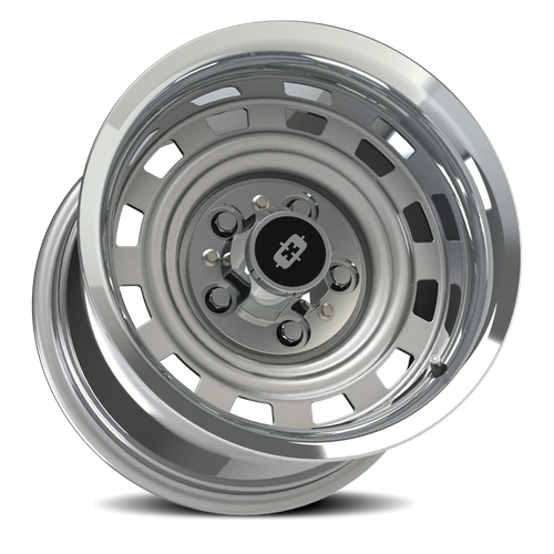 18x9 5x5 5BS 54 Cheyenne Silver Machined Lip - Vision Wheel