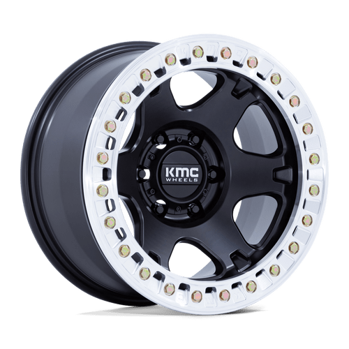Vi Beadlock 17x9 5x5.0 71 -12 Satin Black W/ Machined Ring KM238MD17905012N