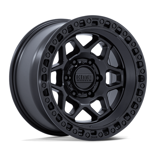 Torx 17x8.5 6x5.5 106 +25 Matte Black W/ Gloss Black Lip KM553MB17856825