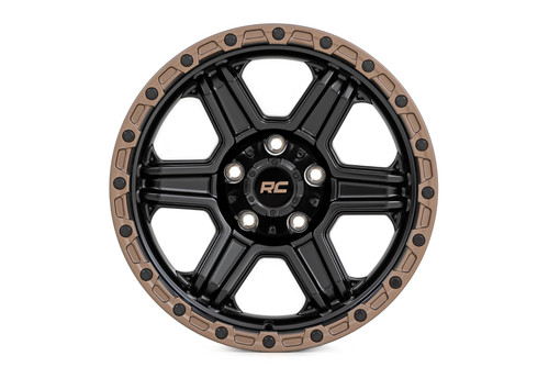 Rough Country 79 Series Wheel | One-Piece | Semi Gloss Black w/Bronze Ring | 18x9 | 6x135 | -12mm - 79181217A