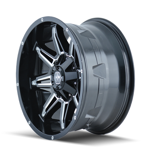 20x9 8x180 5.71BS 8090 Rampage Black/Milled - Mayhem Wheels