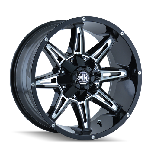 17x9 5x4.5/5x5 5.75BS 8090 Rampage Black/Milled - Mayhem Wheels