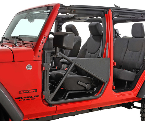 07-17 Jeep JK Front Doors SRC Tubular Doors Black Textured - Smittybuilt